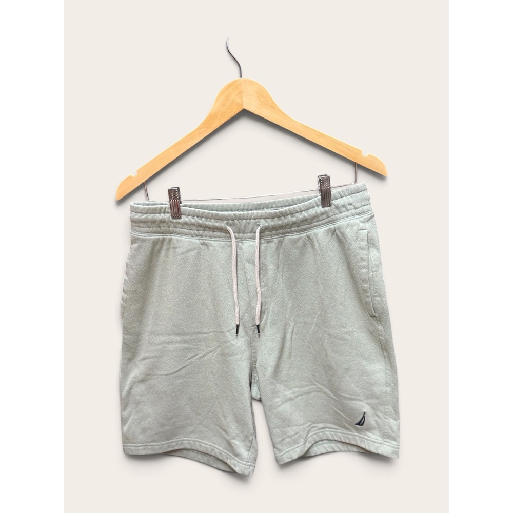 Nautica Mens Fleece Sweat Shorts Sage Green Elastic Waist Drawstring Size M